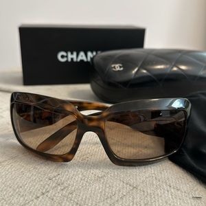 Chanel Sunglasses. Great condition. Tortuous brown with black CC.